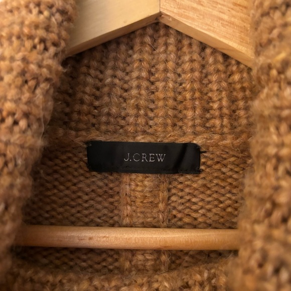 J. Crew Relaxed Turtleneck Poncho M/L Oversized Camel Sweater Alpaca Merino Wool - Picture 8 of 15